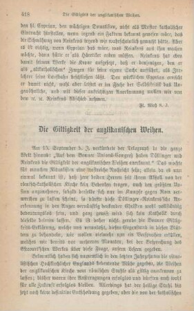 418-430 Die Giltigkeit der anglikanischen Weihen