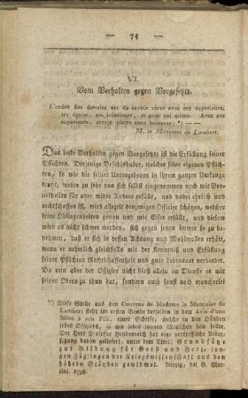 VI. Vom Verhalten gegen Vorgesetzte