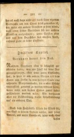 Zwölftes Kapitel. Bernhard bauet sein Nest.