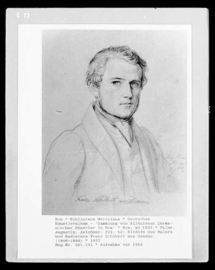 Deutsches Künstleralbum: Sammlung von Bildnissen Germanischer Künstler in Rom — fol. 62: Bildnis des Malers und Radierers Franz Schubert aus Dessau (1806-1893)