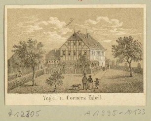 Die Fabrik von Vogel u. Corner in Ebersbach in der Oberlausitz, Ausschnitt aus einem Bilderbogen