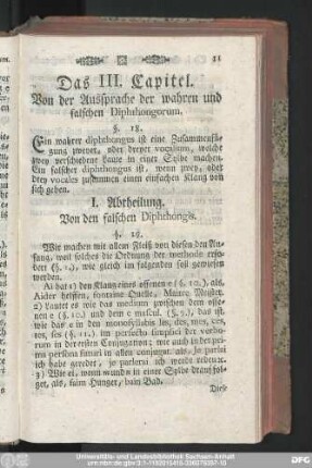 I. Abtheilung. Von den falschen Diphthongis.