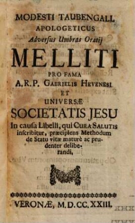 Apologeticus adversus umbras Oratii Melliti