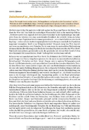 Zwischenruf zu „Herdenimmunität“