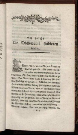 An solche die Philosophie studieren wollen.