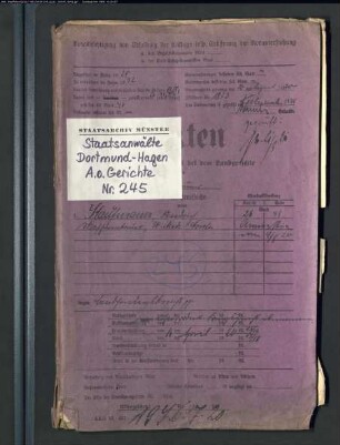 Angeklagter: Kaufmann, Friedrich: Aufruhrs (kommunistische Umtriebe), Erpressung, Diebstahl usw.