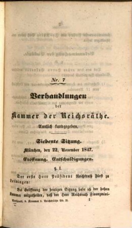 Verhandlungen der Kammer der Reichsräthe des Königreichs Bayern. [Protokoll-Band]. [49] = 1847,2