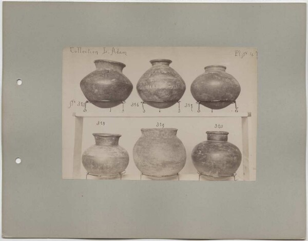 Six clay vessels. L. Adam Collection