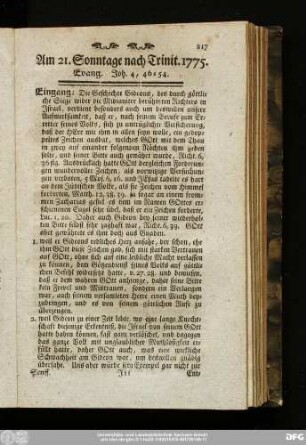 Am 21. Sonntage nach Trinit. 1775. Evang. Joh. 4, 46 - 54.