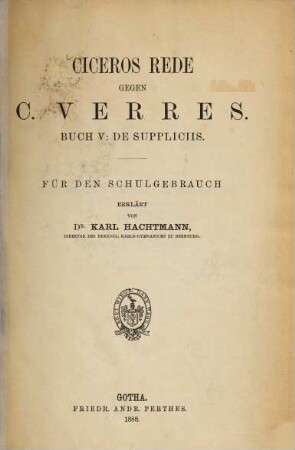 Rede gegen C. Verres : Buch V: De suppliciis