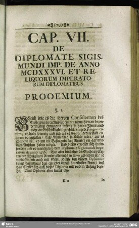 Cap. VII. De Diplomate Sigismundi Imp. De Anno MCDXXXVI. Et Reliquorum Imperatorum Diplomatibus