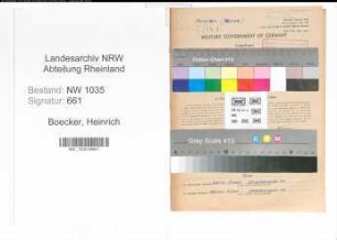 Entnazifizierung Heinrich Boecker , geb. 08.03.1888 (Betriebsfuehrer)