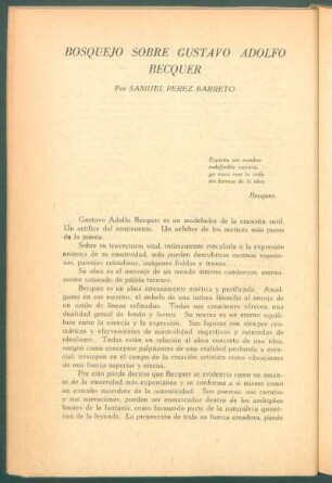 Bosquejo sobre Gustavo Adolfo Becquer