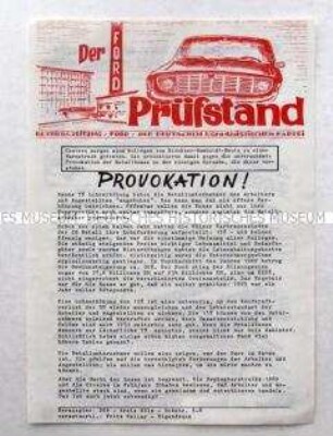 Zeitung der DKP für die Beschäftigten der Ford-Werke in Düsseldorf u.a. zum Angebot der Unternehmer im aktuellen Lohnkampf
