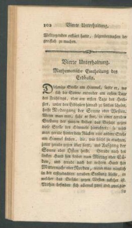 Vierte Unterhaltung. Mathematische Eintheilung des Erdballs.