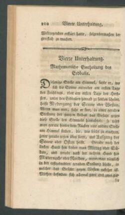 Vierte Unterhaltung. Mathematische Eintheilung des Erdballs.