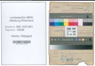 Entnazifizierung Hildegard Harms , geb. 08.10.1907 (Studienraetin)
