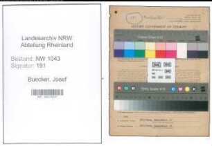 Entnazifizierung Josef Buecker , geb. 05.08.1881 ()