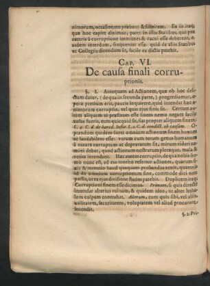 Cap. VI. De causa finali corruptionis.