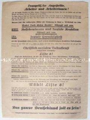 Propagandaflugblatt des Christlich-Sozialen Volksdiensts an die Arbeiter zur Reichstagswahl am 5. März 1933