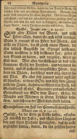 Evangelium am Fest der Himmelfahrt Christi, Marci am 16. v. 14-20.