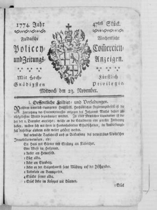 47tes Stück., Ausgabe vm 23. November 1774