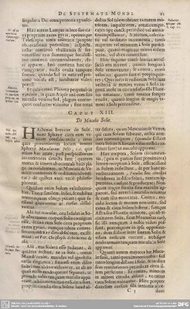 CAPUT XIII. De Maculis Solis.