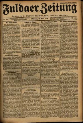 Ausgabe vom Mittwoch, den 14. April 1926.