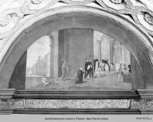 Ausmalung des Studiolo : Lünetten mit Szenen aus dem Leben des Heiligen Guido Della Gherardesca : Investitur des Heiligen