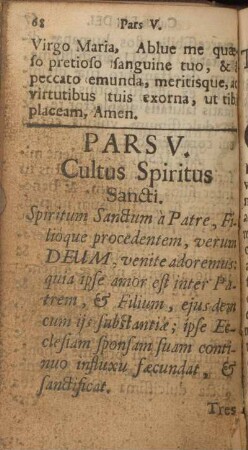Pars V. Cultus Spiritus Sancti.