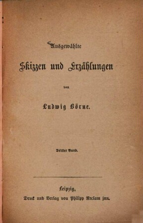Ausgewählte Skizzen und Erzählungen, 3