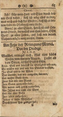 Am Feste der Reinigung Mariae.