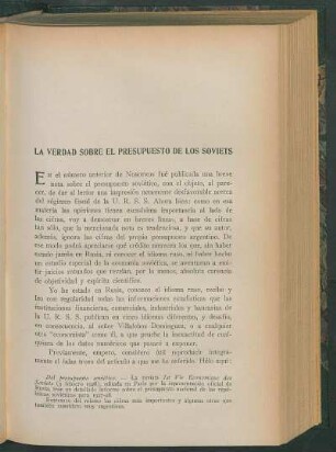 La verdad sobre el presupuesto de los soviets