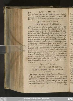Epistola III. Bruxellam. Ioanni Woverio, V. A.