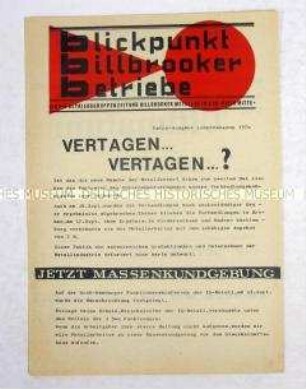 Extrablatt Zeitung der DKP für die Metallbetriebe in Hamburg-Billbrook zum Kampf um Lohnerhöhungen