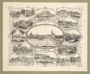 Ansicht von Dresden, Lithografie, um 1880 : Klemich, Louis : Dresden / Lith. Anst. v. L. Klemich - Dresden, [um 1880]. - 1 Kunstbl. : Lithogr. ; Blattgr. 30,6 x 24,7 cm