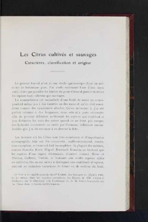 Les Citrus cultivés et sauvages.