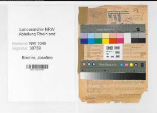 Entnazifizierung Josefine Bremer , geb. 11.06.1892 (Lehrerin)
