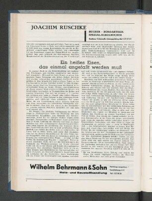 Ein heißes Eisen, das einmal angefaßt werden muß