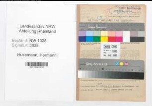 Entnazifizierung Hermann Husemann , geb. 29.07.1888 (Beamter)