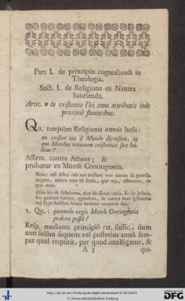 Pars I. de principiis cognoscendi in Theologia.