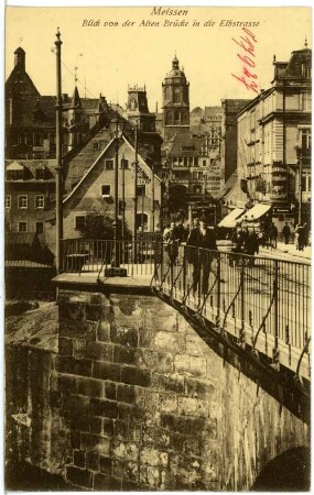 Meißen. Blick von der Brücke in die Elbstraße