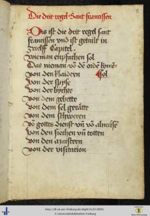 [2r - 17r] Regula tertii ordinis sancti Francisci, deutsch.