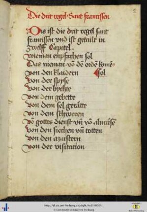 [2r - 17r] Regula tertii ordinis sancti Francisci, deutsch.
