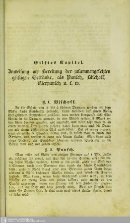 Eilftes Kapitel. Anweisung zur Bereitung der zusammengesetzten geistigen Getränke, als Punsch, Bischoff, Eierpunsch u.s.w.