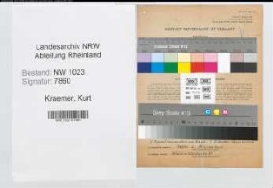 Entnazifizierung Kurt Kraemer , geb. 02.12.1903 ()