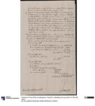 Berlin, Kupfergraben. Packhof. Kostenberechnung
