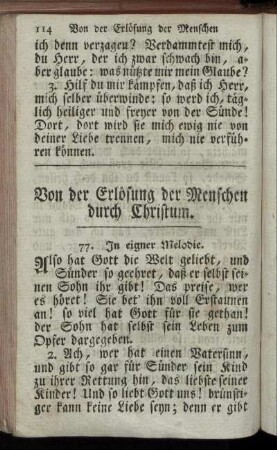 Von der Erlösung der Menschen durch Christum.