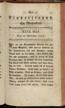 XXXII. Stück, den 12. Februar 1776