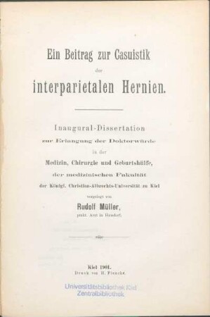 Ein Beitrag zur Casuistik der interparietalen Hernien